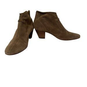 AQUATALIA SHOES ANKLE BOOTS BOOTIES TAN SUEDE LEATHER BACK ZIP ITALY